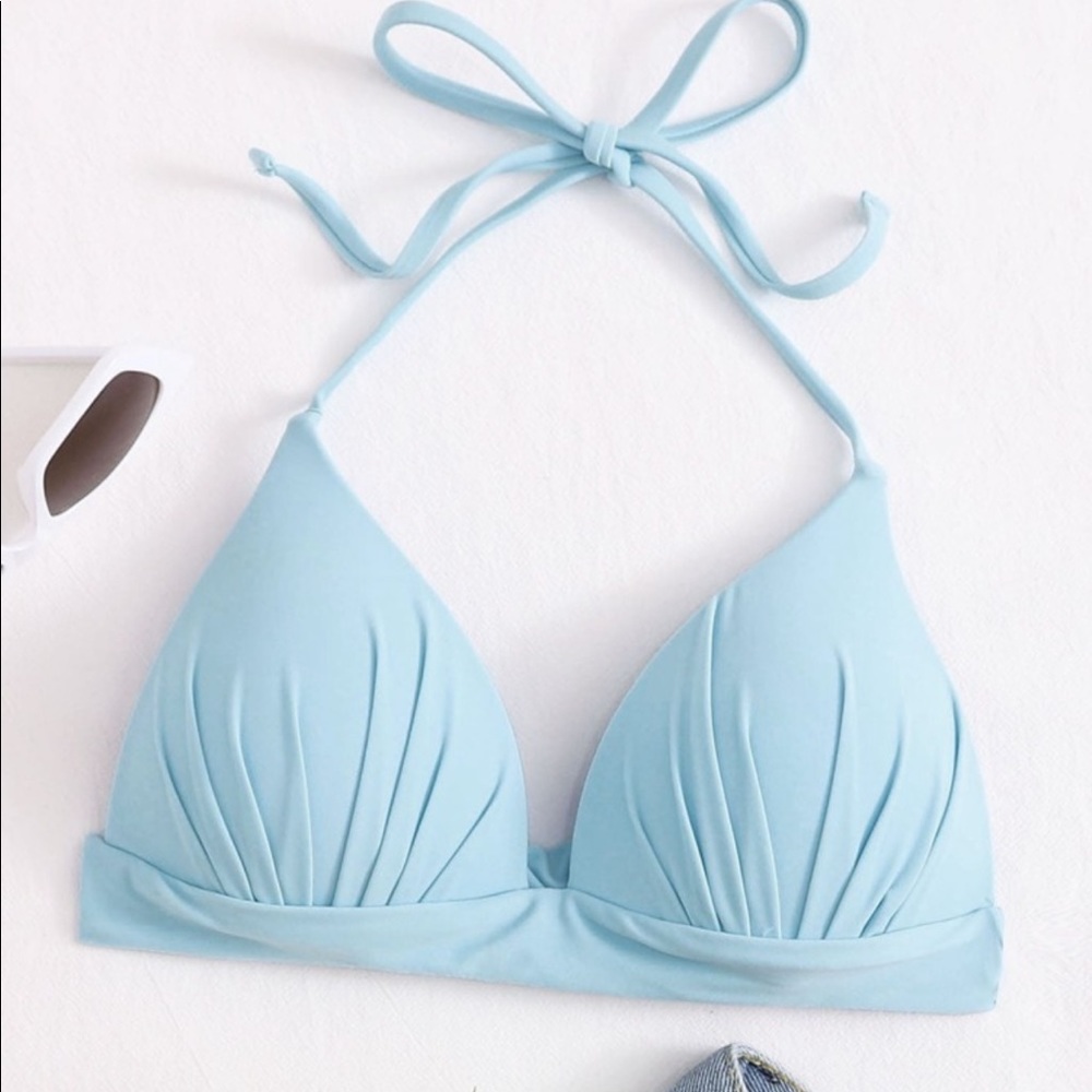 Blue Halter Bathing Suit Top